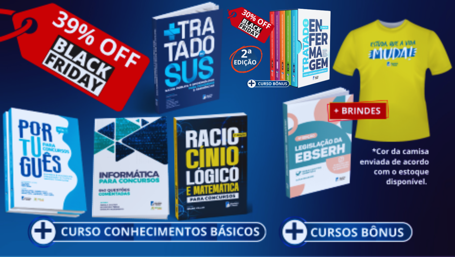 COMBO MÉDIO: TRATADO DE ENFERMAGEM, Livros Português, Raciocínio Lógico, Tratado do SUS e Informática + EBSERH (Brinde) + Videoaulas Bônus