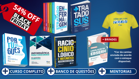 COMBO TOTAL: Livros Novo Tratado de Enfermagem (2ª ed.), Tratado do SUS, Português, Informática, Rac. Lógico e Leg. Ebserh (Brinde) + Curso Completo